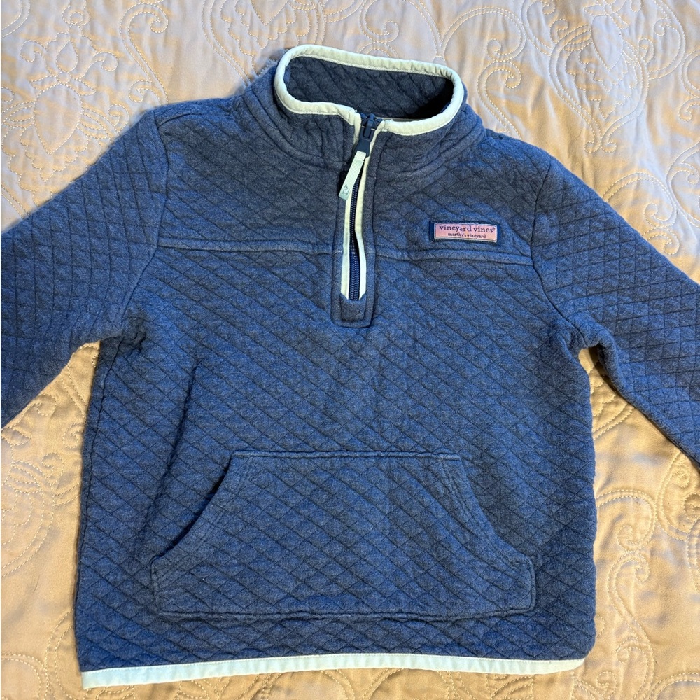 Vineyard Vines Quilted Navy Blue Half-Zip Pullover Hoodie
